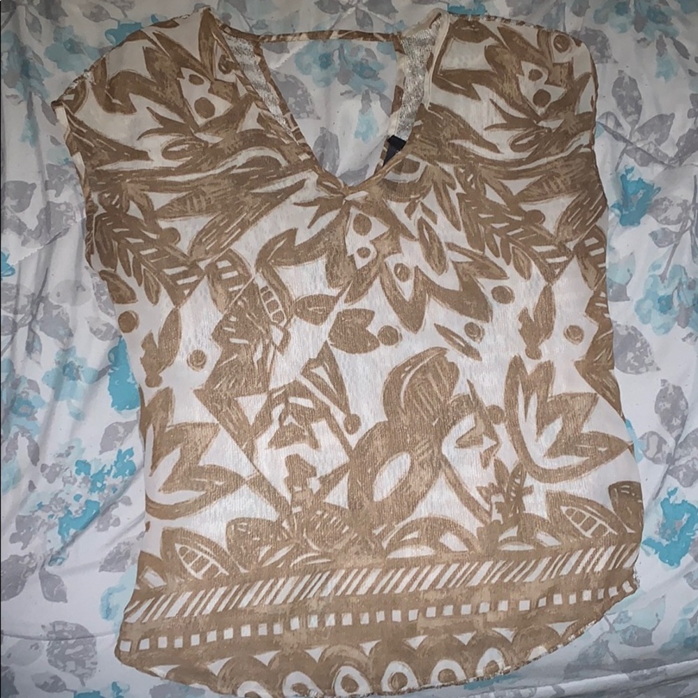The Limited Tan and White Top